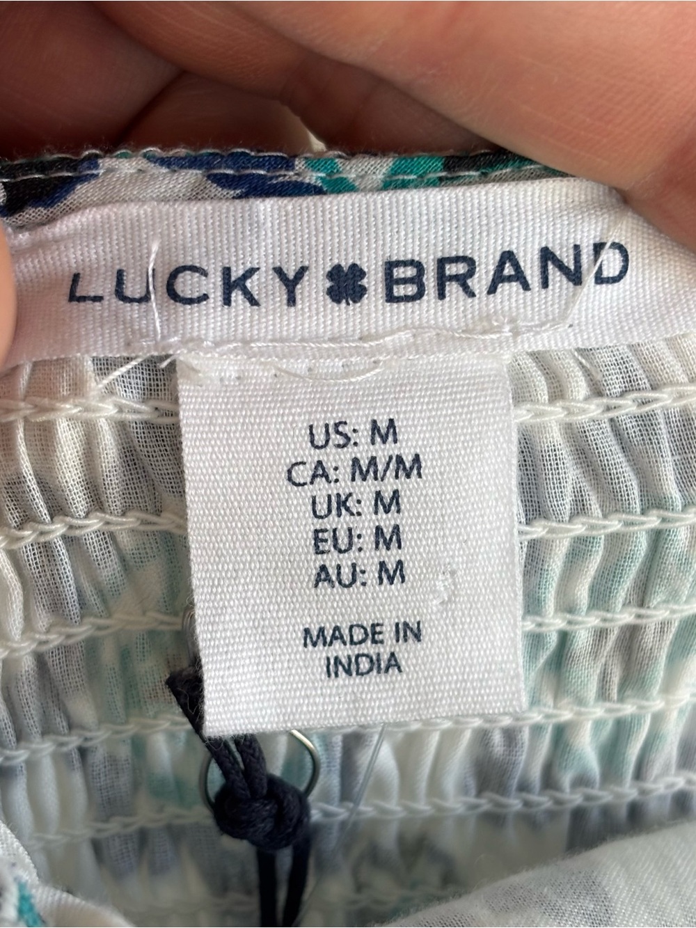 Lucky Brand Tiered Cotton Maxi Dress Blue Teal Spanish Tile Floral Women’s M NWT - Picture 5 of 10